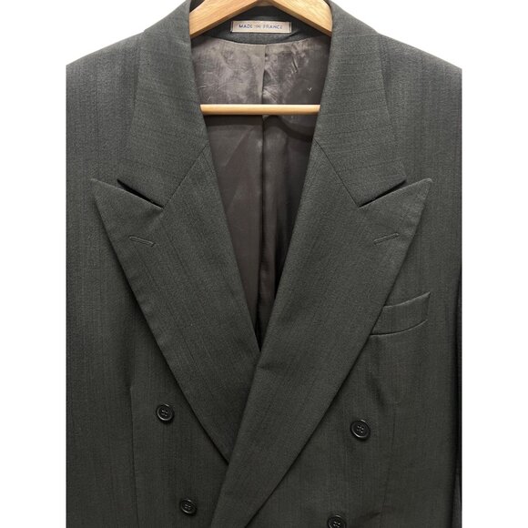 Yves Saint Laurent Vintage 90's Gray Wool Double Breasted Blazer - Picture 3 of 9